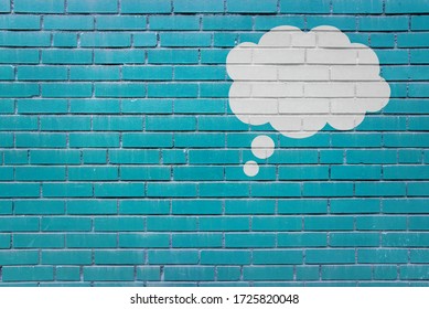 Thinking Speech Bubble Thought Cloud Brick Wall Mural Art Copy Space Background