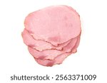 Thinly Sliced Ham, boiled sausage, isolated on white background