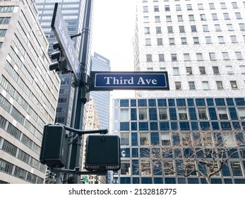 Third Avenue Street Sign In New York City, USA