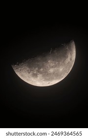 Third quartal moon with black space