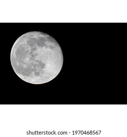 Third Quarter Moon In A Dark Black Sky 