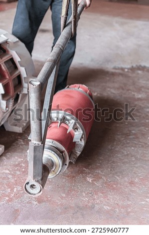 Third set consisting of a collection of images showing the compressor motor overhaul process before and after service. Industrial electric motor, 300 horsepower, 2-pole, 2800 RPM, 380V.