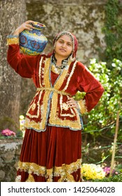 Thirty Two Year Tourist Lady With Decorative Water Pot At Dehradun Uttarakhand India, Southeast, Asia, 