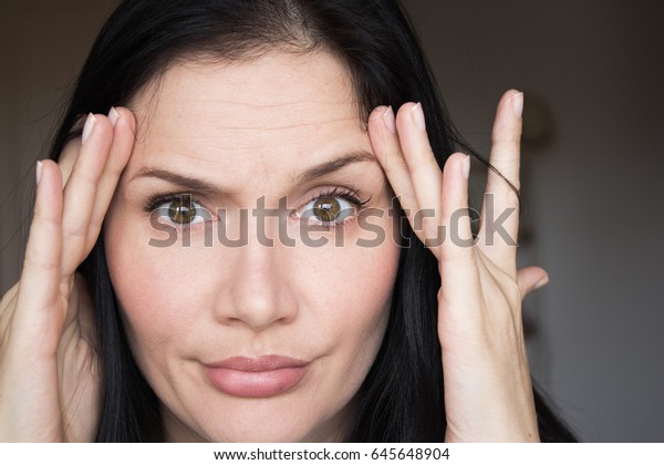 Thirty Years Wrinkles On Forehead Face Stock Photo (Edit Now) 645648904