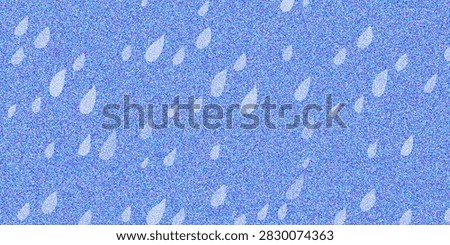 This abstract digital composition features a vibrant blue textured background filled with a scattered pattern of soft white raindrop shapes. The grainy, pointillist-style surface creates a sense of movement and depth, evoking a stylized representation of rainfall in a whimsical, modern graphic design style suitable for artistic digital backgrounds.