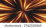 This abstract image features vibrant orange light rays emanating from a central point on a black background, creating a dynamic and energetic visual effect. The image conveys a sense of motion, speed, and power, making it perfect for use in designs related to technology, innovation, and inspiration.