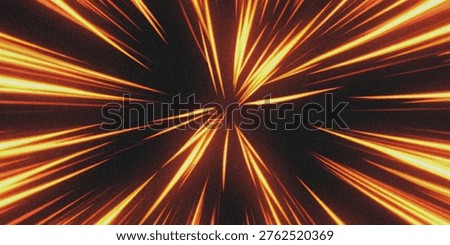This abstract image features vibrant orange light rays emanating from a central point on a black background, creating a dynamic and energetic visual effect. The image conveys a sense of motion, speed, and power, making it perfect for use in designs related to technology, innovation, and inspiration.