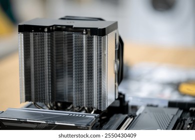 This is an advanced, highperformance CPU cooler mounted securely on the motherboard