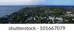 This is an aerial view of Cape Cod. We see the ocean on the left hand side and a nice New England town on the right.