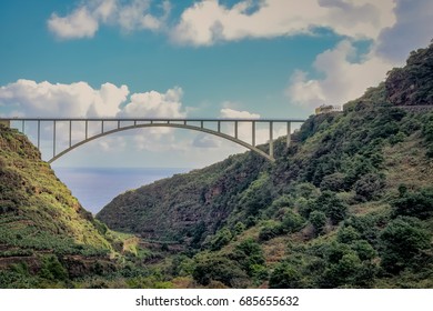 This arch bridge built over the Los Tilos ravine located on the Canary Island of La Palma is the longest and highest arch bridge ever built in Spain.