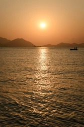 This Is A Beautiful Sunset Photo In Hong Kong.