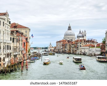 This is a beautiful view on Venice from the Ponte dell'Accademia bridge.
