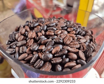 This is a beautifully presented cup of espresso, with an intense reddish-brown color and a rich, velvety crema on top. The coffee is a blend of perfectly roasted Arabica beans, creating a taste that i