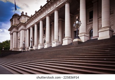 This building is Melbourne Parliament House in Victoria, Australia. From 1901 to 1927 it was used by the National Government before it moved to Canberra.