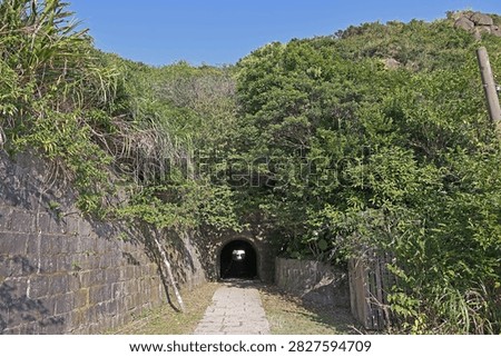 This captivating image shows a hidden tunnel in Jinguashi, Ruifang, famously known as the 
