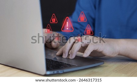 This concept highlights computer viruses, digital infections, and the importance of antivirus protection in modern systems.A glowing red virus icon appears on a digital interface.