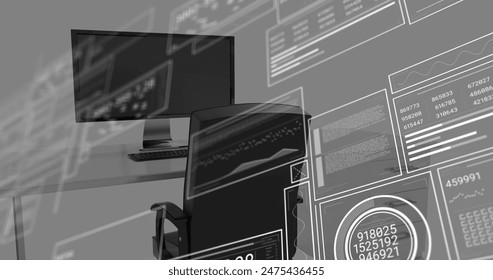 This is a concept image about a digital interface and data processing concept. Global business digital interface technology and networking concept digitally generated image.