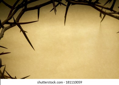 This Crown of Thorns against parchment paper represents Jesus's Crucifixion on the Cross, dying and then rising on Easter Sunday. 