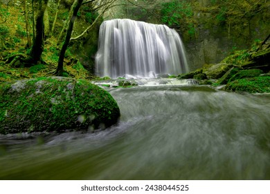 This dramatic artistic waterfall is one of many waterfalls in Japan also known for beautiful scenery.