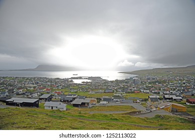 This Is A Dramatic And Panoramic View  Of Torshaven   It Is The Capitol Of The Faroe Islands  And One Of The Cloudiest Places In The World 