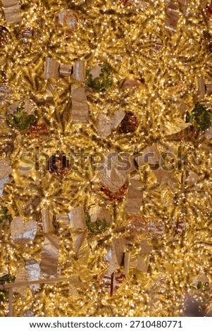 This festive image captures the warmth and sparkle of the holiday season with its elegant decorations and twinkling lights