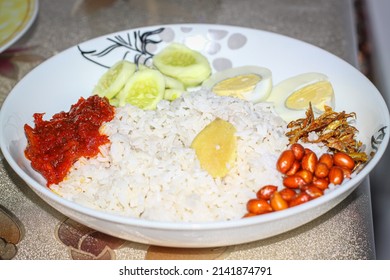 
This Food Called Nasi Lemak From A Side View. It Is The Food Of Identity For Malaysians