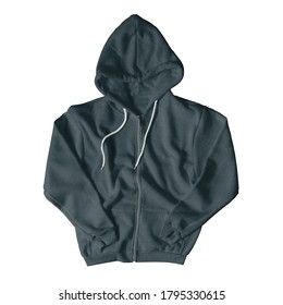 This Front View Awesome Full Zipper Hoodie Mock Up In Royal Black Color