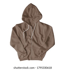 This Front View Awesome Full Zipper Hoodie Mock Up In Royal Brown Color