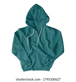 This Front View Awesome Full Zipper Hoodie Mock Up In Green Eden Color