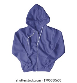 This Front View Awesome Full Zipper Hoodie Mock Up In Royal Blue Color