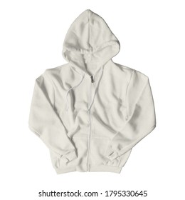 This Front View Awesome Full Zipper Hoodie Mock Up In White Tofu Color