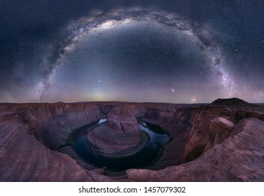 This is the Horseshoe Bend panoramic view with fineart milky way