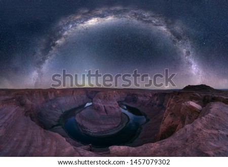This is the Horseshoe Bend panoramic view with fineart milky way