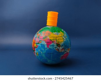 This image is a conceptual representation likely depicting the global oil industry or economic dependence on fossil fuels.