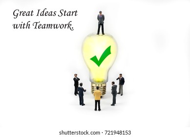 This Image Is An Eye Catching, Advertising Concept, That Great Ideas Start With Teamwork. It Can Be Used In Finance, Education, Global Warming, Science, Industry, Religion, Transportation And More.