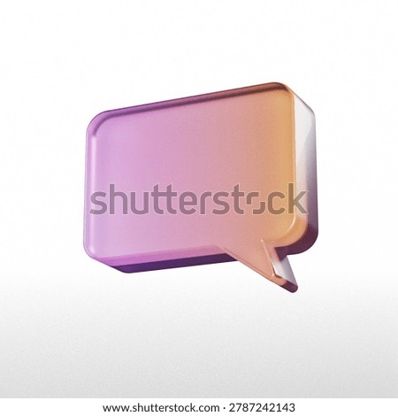 This image features a 3D rendered speech bubble shape with a gradient color scheme and a glossy finish, set against