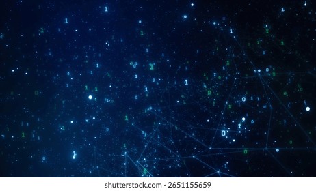 This image features a captivating digital background filled with binary data and glowing particles, creating a futuristic atmosphere perfect for tech-related themes.