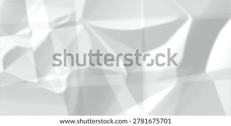 This image features a crumpled white paper background with a complex arrangement of sharp creases and folds. The surface is predominantly white with subtle gray shadows accentuating the texture. The o