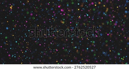 This image features a mesmerizing abstract background filled with numerous small, vibrant dots of light scattered across a dark, mysterious space. The colorful speckles create a sense of depth and dimensionality, evoking a dreamlike, surreal atmosphere. The image is perfect for use as a creative design element or background in various artistic and digital projects.
