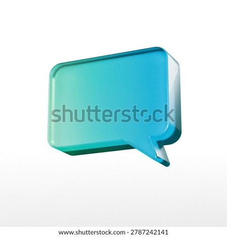 This image features a turquoise speech bubble, a three-dimensional rendering, isolated on a white background. It has a glossy finish.