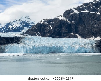 This image has been captured from a CruiseShip in GlacierBay, Alaska. This is a special image which shows cloudy blue skies, fresh natural blue Glaciers from alaska. Shot on iPhone14Pro.