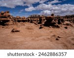 This image with numerous rock formations was taken at Goblin Valley State park near Hanksville, Utah