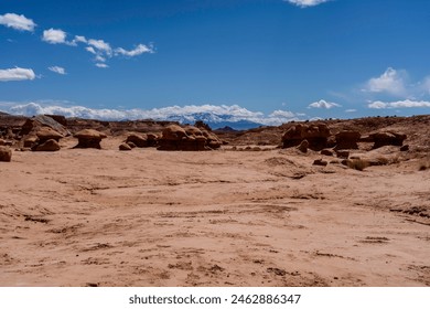 This image with numerous rock formations was taken at Goblin Valley State park near Hanksville, Utah