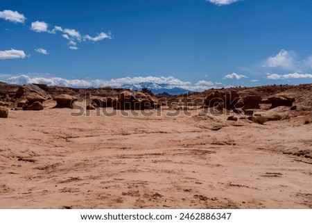 This image with numerous rock formations was taken at Goblin Valley State park near Hanksville, Utah
