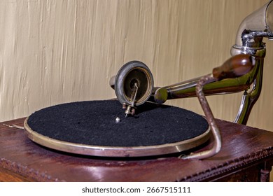 This is an image of an old-fashioned record player