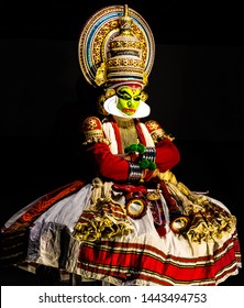 This image is the posture and facial expression of famous indian classical dance kathakali. which is performed at south indian state of kerala.