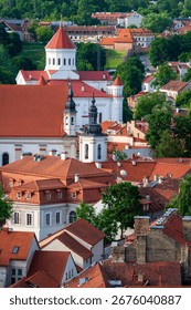 This image shows buildings of Vilnius' Old Town, Lithuania.