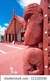 This Image Shows A Maori Marae (meeting House And Meeting Ground)