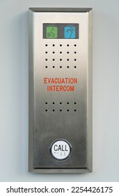 This image shows a metal covered evacuation intercom