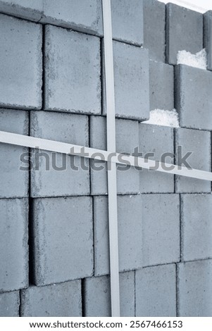 Similar – Image, Stock Photo Stack of gray concrete paving stones